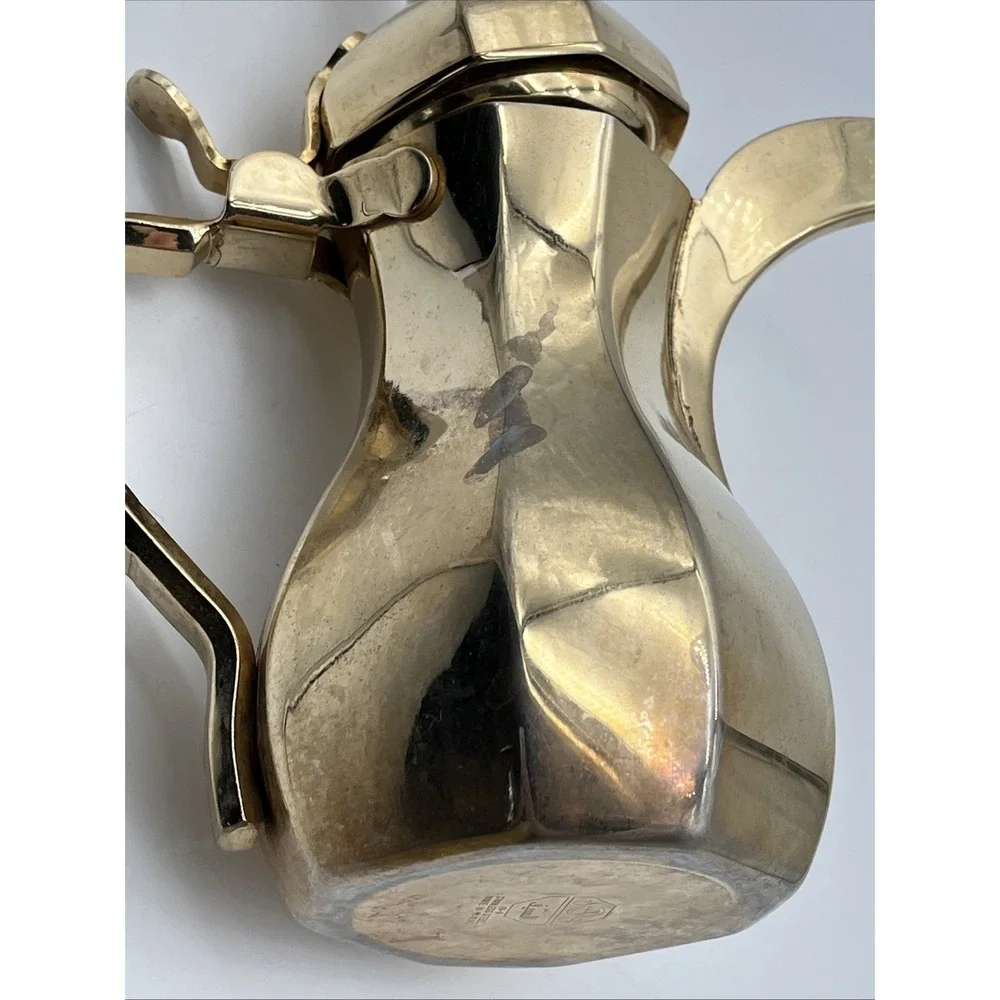 Vintage Arabic Dallah Coffee Pot Gold Tone Stainless Steel Al Saif 24oz Korea